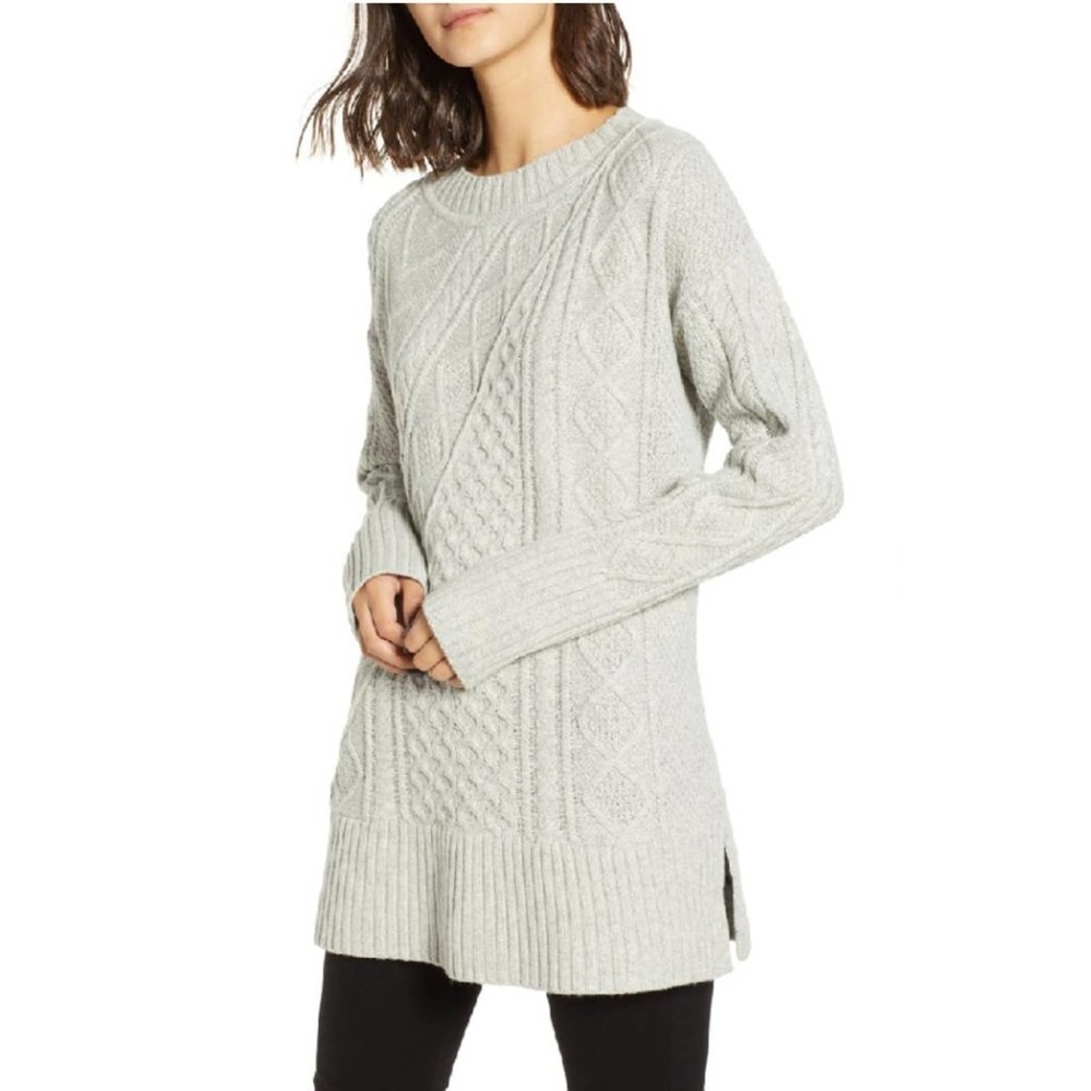 J. Crew Wool Patchwork Cable Knit Oversize Slit B… - image 5